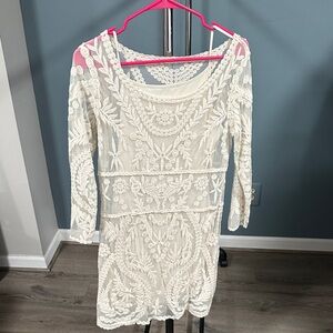 Express Ivory Lace Long Sleeve Dress